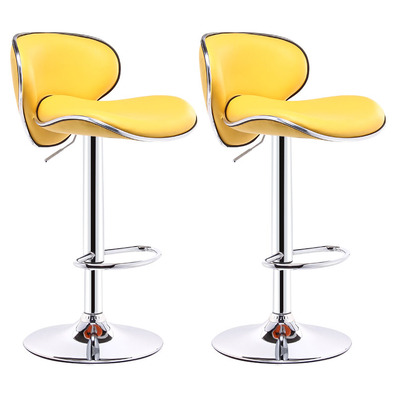 Industrial Style Bar-stool Metal Leg Leather Bucket Seat for Kitchen Bar Yellow 2 Piece Set Clearhalo 'Bar Furniture' 'Bar Stools' 'bar_stools' 'furn' 'furn_bar_stools' 'furniture_bar_stools' 'Kitchen & Dining Furniture' 'kitchen&dining_furn' 'kitchen' 'kitchen_furn' Furniture' 4503450