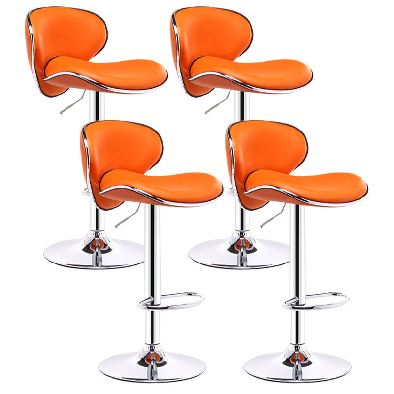 Industrial Style Bar-stool Metal Leg Leather Bucket Seat for Kitchen Bar Orange 4 Piece Set Clearhalo 'Bar Furniture' 'Bar Stools' 'bar_stools' 'furn' 'furn_bar_stools' 'furniture_bar_stools' 'Kitchen & Dining Furniture' 'kitchen&dining_furn' 'kitchen' 'kitchen_furn' Furniture' 4503452