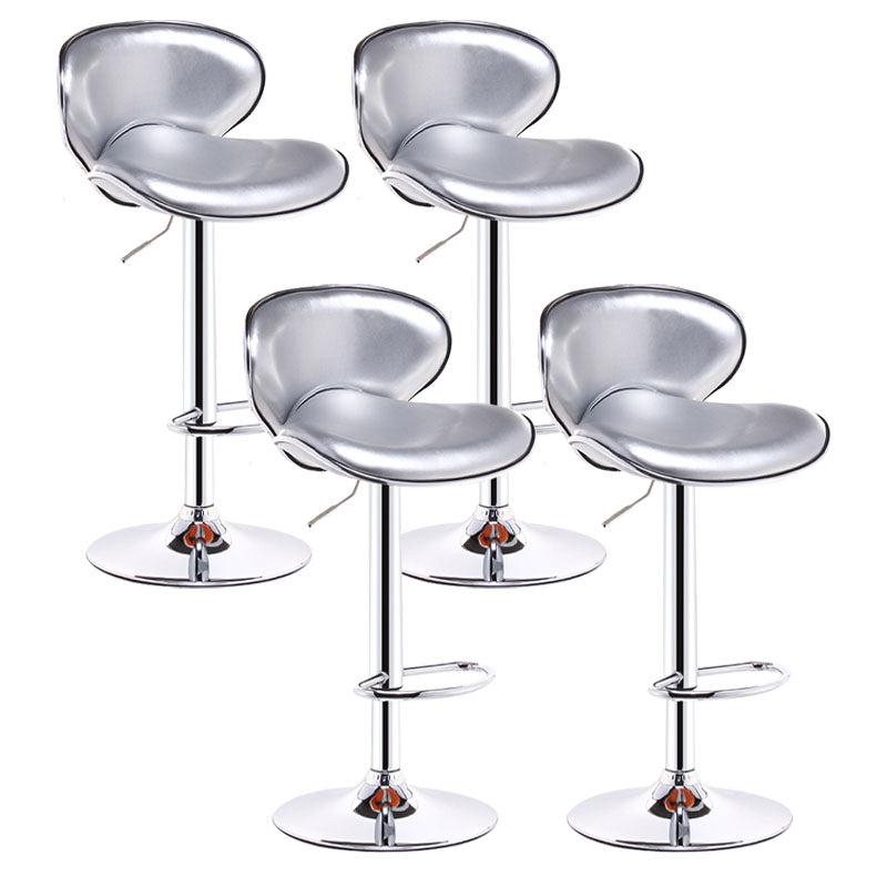 Industrial Style Bar-stool Metal Leg Leather Bucket Seat for Kitchen Bar Silver Gray 4 Piece Set Clearhalo 'Bar Furniture' 'Bar Stools' 'bar_stools' 'furn' 'furn_bar_stools' 'furniture_bar_stools' 'Kitchen & Dining Furniture' 'kitchen&dining_furn' 'kitchen' 'kitchen_furn' Furniture' 4503455