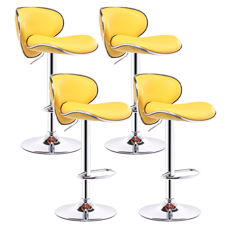 Industrial Style Bar-stool Metal Leg Leather Bucket Seat for Kitchen Bar Yellow 4 Piece Set Clearhalo 'Bar Furniture' 'Bar Stools' 'bar_stools' 'furn' 'furn_bar_stools' 'furniture_bar_stools' 'Kitchen & Dining Furniture' 'kitchen&dining_furn' 'kitchen' 'kitchen_furn' Furniture' 4503457