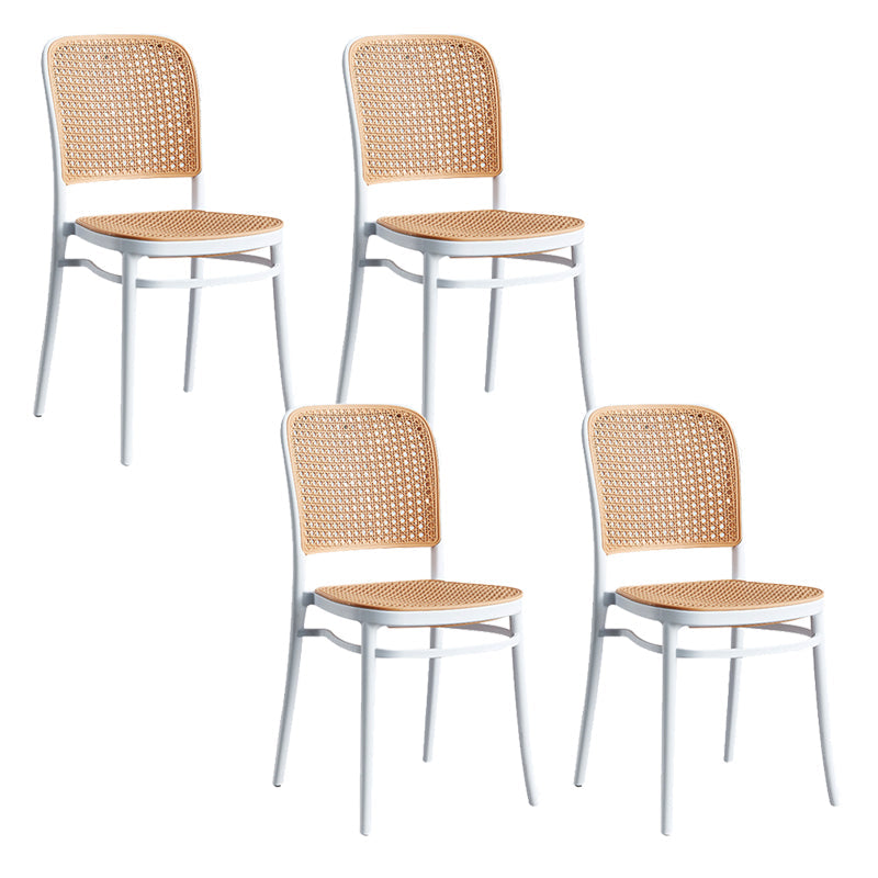 Modern Style Plastics Bar Stool with Footrest Low Back Simple Bar Stool for Kitchen White 4 Piece Set Short Stool(18"H) Clearhalo 'Bar Furniture' 'Bar Stools' 'bar_stools' 'furn' 'furn_bar_stools' 'furniture_bar_stools' 'Kitchen & Dining Furniture' 'kitchen&dining_furn' 'kitchen' 'kitchen_furn' Furniture' 4503495