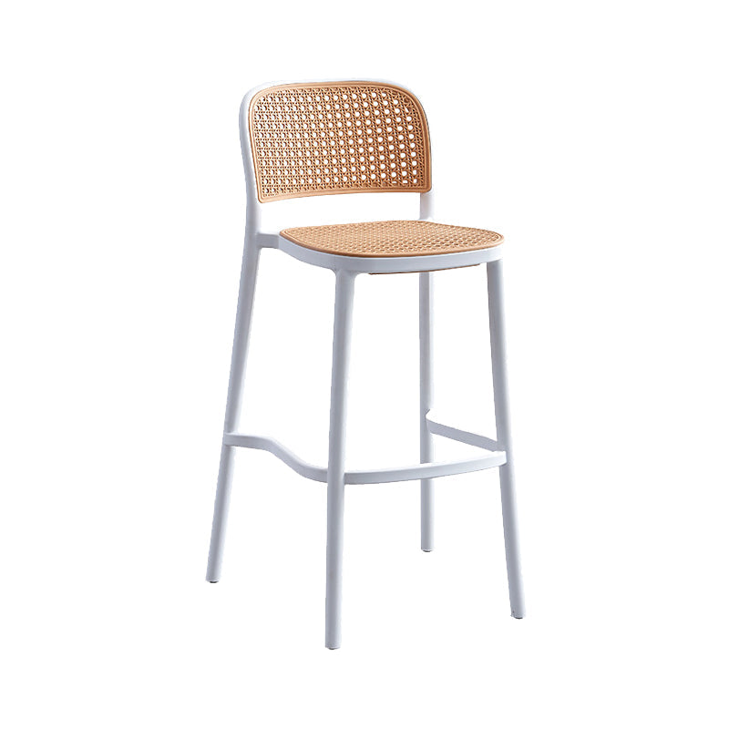 Modern Style Plastics Bar Stool with Footrest Low Back Simple Bar Stool for Kitchen White 1 Piece Counter Stool(26"H) Clearhalo 'Bar Furniture' 'Bar Stools' 'bar_stools' 'furn' 'furn_bar_stools' 'furniture_bar_stools' 'Kitchen & Dining Furniture' 'kitchen&dining_furn' 'kitchen' 'kitchen_furn' Furniture' 4503497