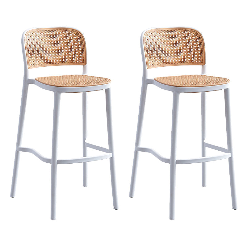 Modern Style Plastics Bar Stool with Footrest Low Back Simple Bar Stool for Kitchen White 2 Piece Set Counter Stool(26"H) Clearhalo 'Bar Furniture' 'Bar Stools' 'bar_stools' 'furn' 'furn_bar_stools' 'furniture_bar_stools' 'Kitchen & Dining Furniture' 'kitchen&dining_furn' 'kitchen' 'kitchen_furn' Furniture' 4503498