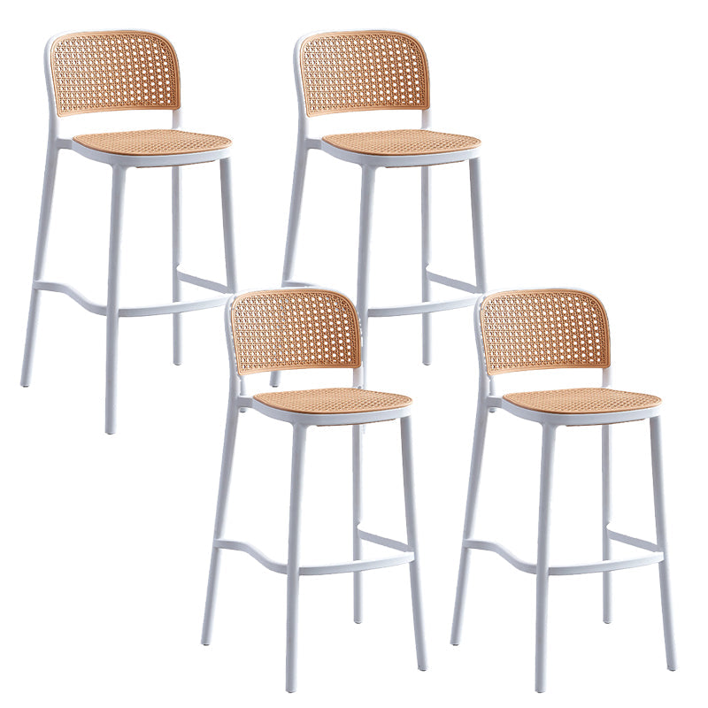 Modern Style Plastics Bar Stool with Footrest Low Back Simple Bar Stool for Kitchen White 4 Piece Set Counter Stool(26"H) Clearhalo 'Bar Furniture' 'Bar Stools' 'bar_stools' 'furn' 'furn_bar_stools' 'furniture_bar_stools' 'Kitchen & Dining Furniture' 'kitchen&dining_furn' 'kitchen' 'kitchen_furn' Furniture' 4503500