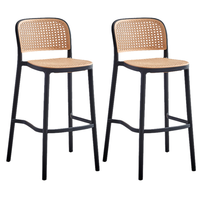 Modern Style Plastics Bar Stool with Footrest Low Back Simple Bar Stool for Kitchen Black 2 Piece Set Counter Stool(26"H) Clearhalo 'Bar Furniture' 'Bar Stools' 'bar_stools' 'furn' 'furn_bar_stools' 'furniture_bar_stools' 'Kitchen & Dining Furniture' 'kitchen&dining_furn' 'kitchen' 'kitchen_furn' Furniture' 4503504