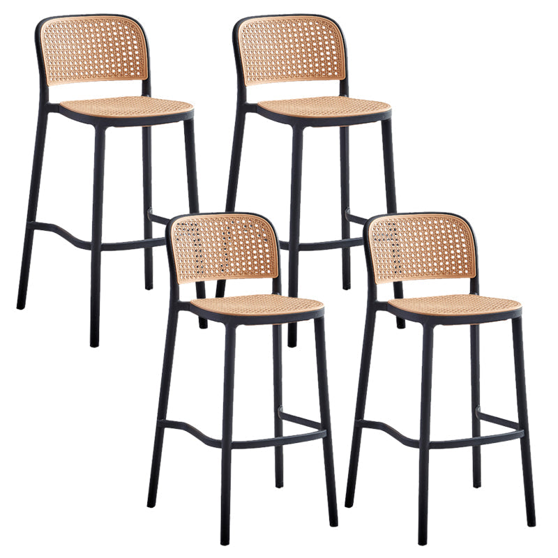 Modern Style Plastics Bar Stool with Footrest Low Back Simple Bar Stool for Kitchen Black 4 Piece Set Counter Stool(26"H) Clearhalo 'Bar Furniture' 'Bar Stools' 'bar_stools' 'furn' 'furn_bar_stools' 'furniture_bar_stools' 'Kitchen & Dining Furniture' 'kitchen&dining_furn' 'kitchen' 'kitchen_furn' Furniture' 4503505
