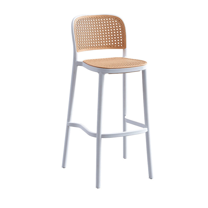Modern Style Plastics Bar Stool with Footrest Low Back Simple Bar Stool for Kitchen White 1 Piece Bar Stool(30"H) Clearhalo 'Bar Furniture' 'Bar Stools' 'bar_stools' 'furn' 'furn_bar_stools' 'furniture_bar_stools' 'Kitchen & Dining Furniture' 'kitchen&dining_furn' 'kitchen' 'kitchen_furn' Furniture' 4503506