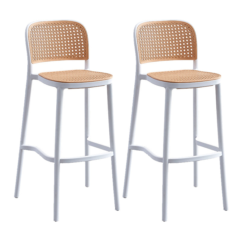Modern Style Plastics Bar Stool with Footrest Low Back Simple Bar Stool for Kitchen White 2 Piece Set Bar Stool(30"H) Clearhalo 'Bar Furniture' 'Bar Stools' 'bar_stools' 'furn' 'furn_bar_stools' 'furniture_bar_stools' 'Kitchen & Dining Furniture' 'kitchen&dining_furn' 'kitchen' 'kitchen_furn' Furniture' 4503507