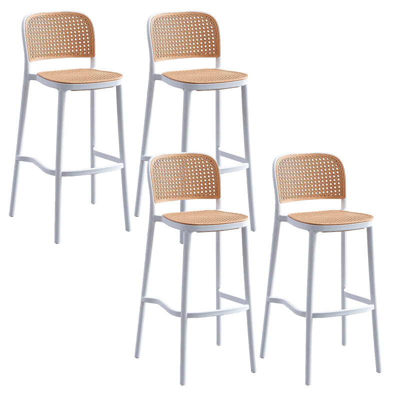 Modern Style Plastics Bar Stool with Footrest Low Back Simple Bar Stool for Kitchen White 4 Piece Set Bar Stool(30"H) Clearhalo 'Bar Furniture' 'Bar Stools' 'bar_stools' 'furn' 'furn_bar_stools' 'furniture_bar_stools' 'Kitchen & Dining Furniture' 'kitchen&dining_furn' 'kitchen' 'kitchen_furn' Furniture' 4503508