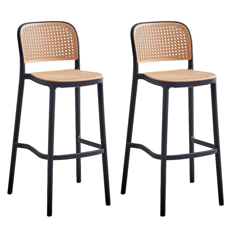 Modern Style Plastics Bar Stool with Footrest Low Back Simple Bar Stool for Kitchen Black 2 Piece Set Bar Stool(30"H) Clearhalo 'Bar Furniture' 'Bar Stools' 'bar_stools' 'furn' 'furn_bar_stools' 'furniture_bar_stools' 'Kitchen & Dining Furniture' 'kitchen&dining_furn' 'kitchen' 'kitchen_furn' Furniture' 4503510