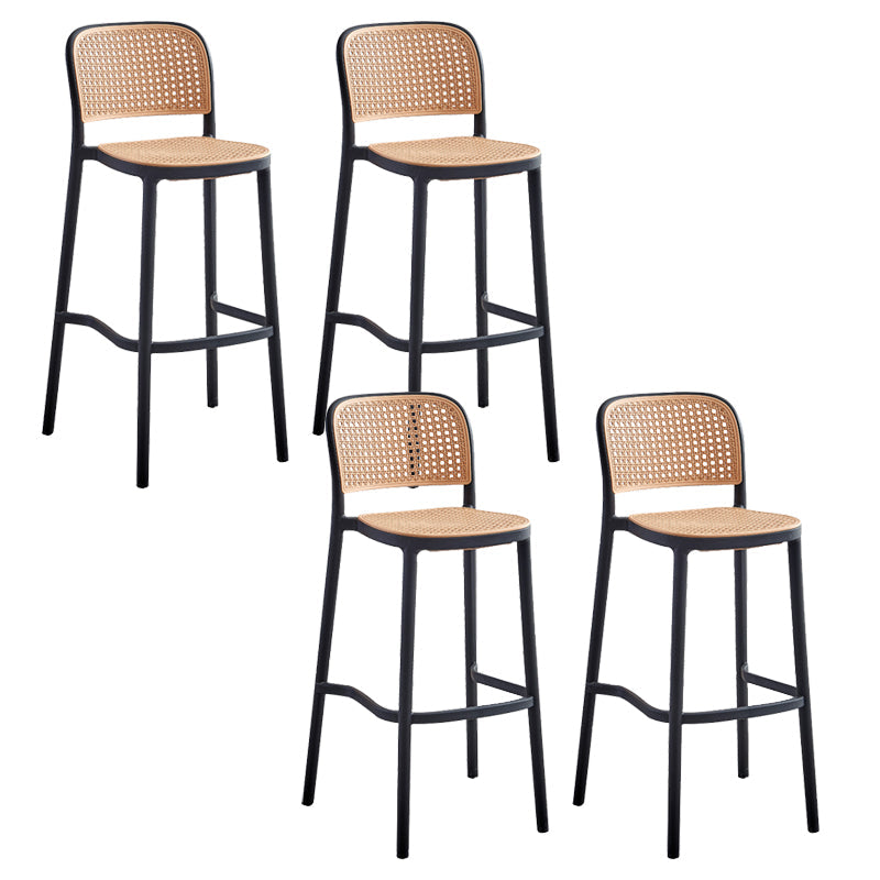 Modern Style Plastics Bar Stool with Footrest Low Back Simple Bar Stool for Kitchen Black 4 Piece Set Bar Stool(30"H) Clearhalo 'Bar Furniture' 'Bar Stools' 'bar_stools' 'furn' 'furn_bar_stools' 'furniture_bar_stools' 'Kitchen & Dining Furniture' 'kitchen&dining_furn' 'kitchen' 'kitchen_furn' Furniture' 4503511
