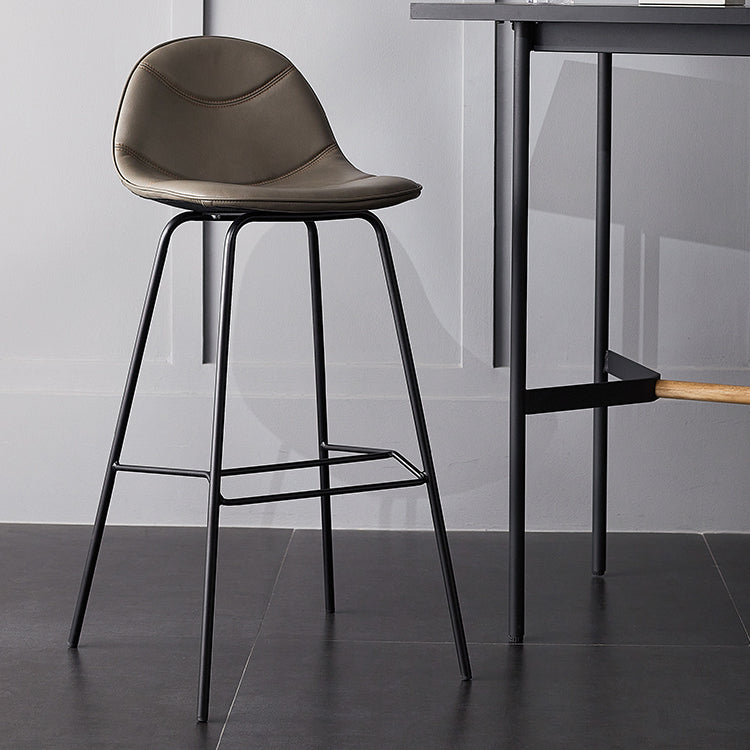 Industrial Leather Iron Counter Stools Low Back Bar Stools with 4 Legs for Kitchen Clearhalo 'Bar Furniture' 'Bar Stools' 'bar_stools' 'furn' 'furn_bar_stools' 'furniture_bar_stools' 'Kitchen & Dining Furniture' 'kitchen&dining_furn' 'kitchen' 'kitchen_furn' Furniture' 4503515