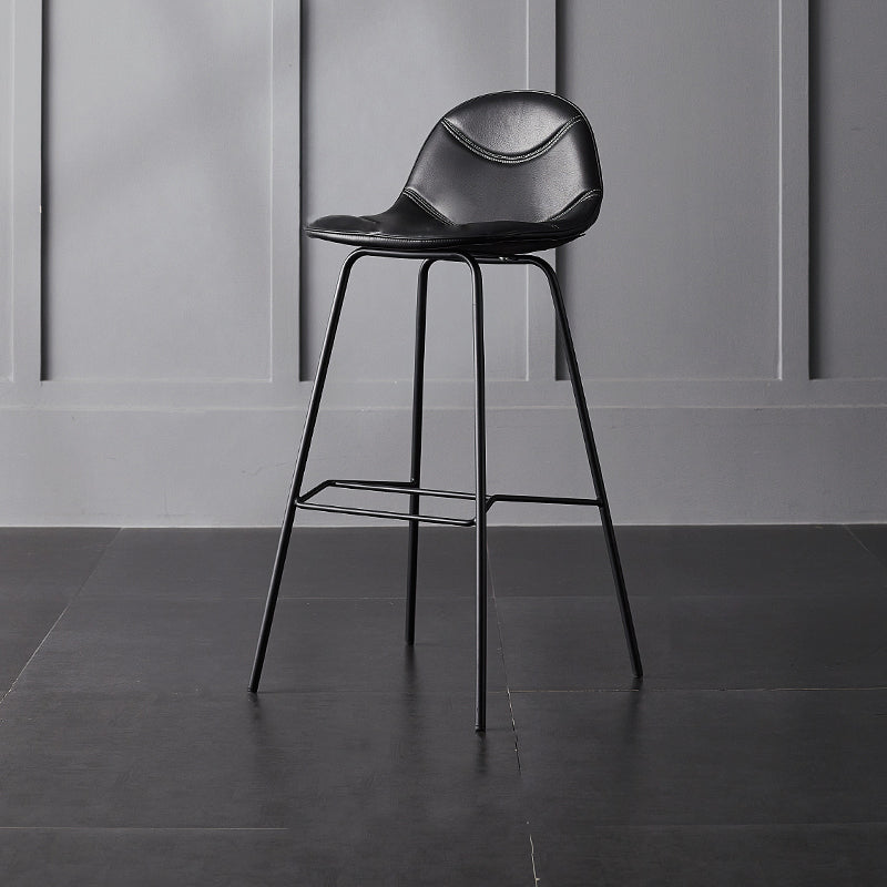 Industrial Leather Iron Counter Stools Low Back Bar Stools with 4 Legs for Kitchen Black 1 Piece Bar Stool(30"H) Clearhalo 'Bar Furniture' 'Bar Stools' 'bar_stools' 'furn' 'furn_bar_stools' 'furniture_bar_stools' 'Kitchen & Dining Furniture' 'kitchen&dining_furn' 'kitchen' 'kitchen_furn' Furniture' 4503516