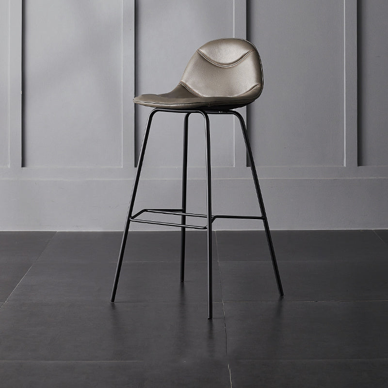 Industrial Leather Iron Counter Stools Low Back Bar Stools with 4 Legs for Kitchen Grey 1 Piece Bar Stool(30"H) Clearhalo 'Bar Furniture' 'Bar Stools' 'bar_stools' 'furn' 'furn_bar_stools' 'furniture_bar_stools' 'Kitchen & Dining Furniture' 'kitchen&dining_furn' 'kitchen' 'kitchen_furn' Furniture' 4503522