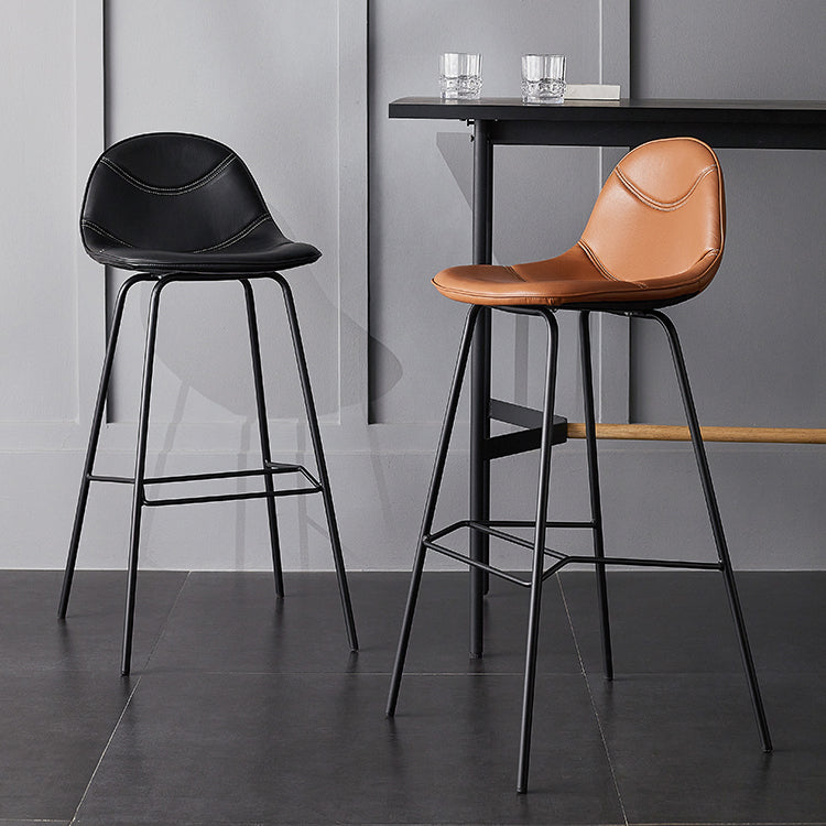 Industrial Leather Iron Counter Stools Low Back Bar Stools with 4 Legs for Kitchen Clearhalo 'Bar Furniture' 'Bar Stools' 'bar_stools' 'furn' 'furn_bar_stools' 'furniture_bar_stools' 'Kitchen & Dining Furniture' 'kitchen&dining_furn' 'kitchen' 'kitchen_furn' Furniture' 4503529