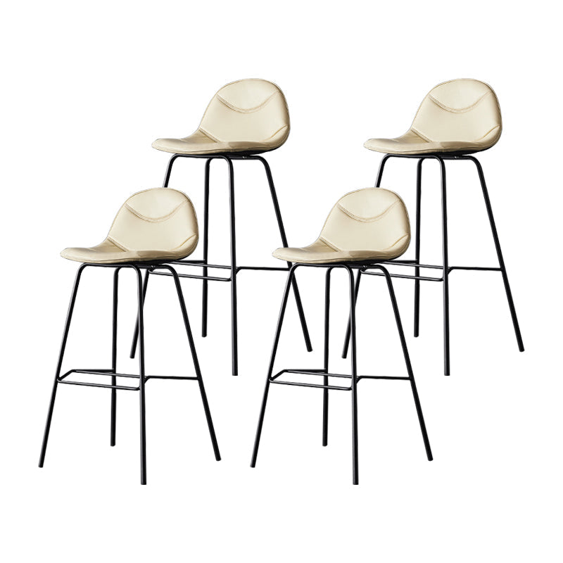 Industrial Leather Iron Counter Stools Low Back Bar Stools with 4 Legs for Kitchen Beige 4 Piece Set Counter Stool(26"H) Clearhalo 'Bar Furniture' 'Bar Stools' 'bar_stools' 'furn' 'furn_bar_stools' 'furniture_bar_stools' 'Kitchen & Dining Furniture' 'kitchen&dining_furn' 'kitchen' 'kitchen_furn' Furniture' 4503532