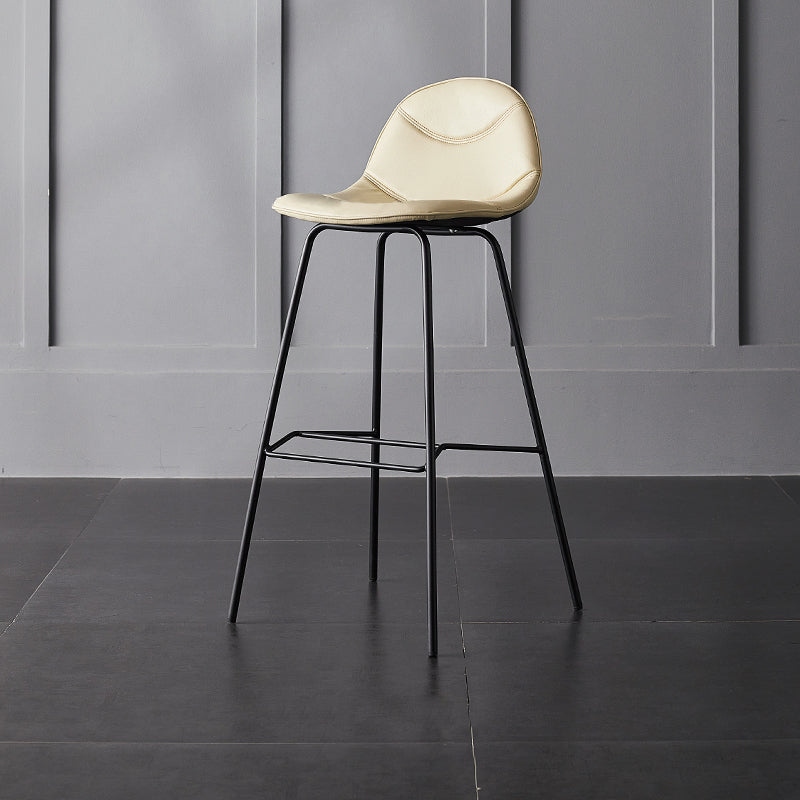 Industrial Leather Iron Counter Stools Low Back Bar Stools with 4 Legs for Kitchen Beige 1 Piece Bar Stool(30"H) Clearhalo 'Bar Furniture' 'Bar Stools' 'bar_stools' 'furn' 'furn_bar_stools' 'furniture_bar_stools' 'Kitchen & Dining Furniture' 'kitchen&dining_furn' 'kitchen' 'kitchen_furn' Furniture' 4503533