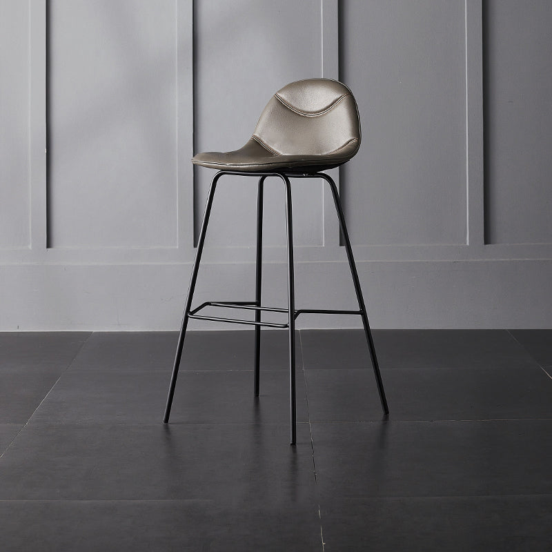 Industrial Leather Iron Counter Stools Low Back Bar Stools with 4 Legs for Kitchen Grey 1 Piece Counter Stool(26"H) Clearhalo 'Bar Furniture' 'Bar Stools' 'bar_stools' 'furn' 'furn_bar_stools' 'furniture_bar_stools' 'Kitchen & Dining Furniture' 'kitchen&dining_furn' 'kitchen' 'kitchen_furn' Furniture' 4503538