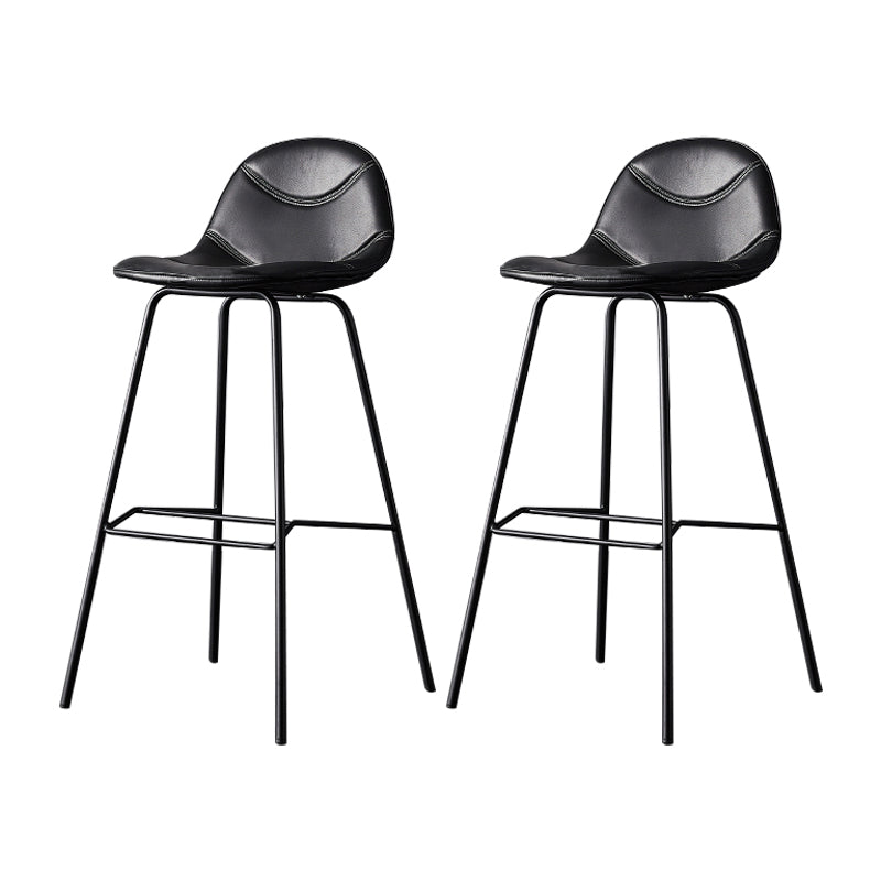 Industrial Leather Iron Counter Stools Low Back Bar Stools with 4 Legs for Kitchen Black 2 Piece Set Counter Stool(26"H) Clearhalo 'Bar Furniture' 'Bar Stools' 'bar_stools' 'furn' 'furn_bar_stools' 'furniture_bar_stools' 'Kitchen & Dining Furniture' 'kitchen&dining_furn' 'kitchen' 'kitchen_furn' Furniture' 4503545