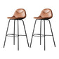 Industrial Leather Iron Counter Stools Low Back Bar Stools with 4 Legs for Kitchen Brown 2 Piece Set Bar Stool(30"H) Clearhalo 'Bar Furniture' 'Bar Stools' 'bar_stools' 'furn' 'furn_bar_stools' 'furniture_bar_stools' 'Kitchen & Dining Furniture' 'kitchen&dining_furn' 'kitchen' 'kitchen_furn' Furniture' 4503548