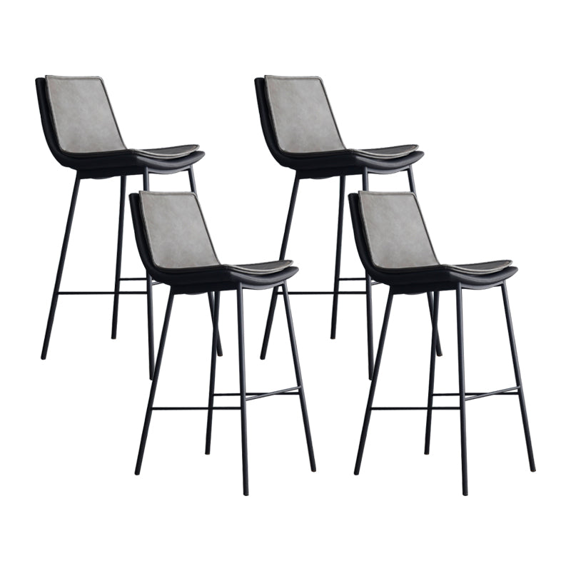 Industrial Leather Iron Counter Stools Low Back Bar Stools with Rectangle Seat Grey 4 Piece Set Bar Stool(30"H) Clearhalo 'Bar Furniture' 'Bar Stools' 'bar_stools' 'furn' 'furn_bar_stools' 'furniture_bar_stools' 'Kitchen & Dining Furniture' 'kitchen&dining_furn' 'kitchen' 'kitchen_furn' Furniture' 4503557