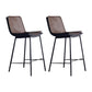 Industrial Leather Iron Counter Stools Low Back Bar Stools with Rectangle Seat Brown 2 Piece Set Counter Stool(26"H) Clearhalo 'Bar Furniture' 'Bar Stools' 'bar_stools' 'furn' 'furn_bar_stools' 'furniture_bar_stools' 'Kitchen & Dining Furniture' 'kitchen&dining_furn' 'kitchen' 'kitchen_furn' Furniture' 4503560