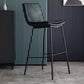 Industrial Leather Iron Counter Stools Low Back Bar Stools with Rectangle Seat Green 1 Piece Bar Stool(30"H) Clearhalo 'Bar Furniture' 'Bar Stools' 'bar_stools' 'furn' 'furn_bar_stools' 'furniture_bar_stools' 'Kitchen & Dining Furniture' 'kitchen&dining_furn' 'kitchen' 'kitchen_furn' Furniture' 4503570