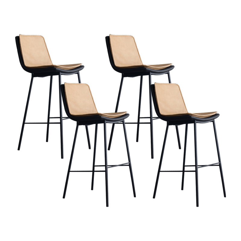 Industrial Leather Iron Counter Stools Low Back Bar Stools with Rectangle Seat Beige 4 Piece Set Bar Stool(30"H) Clearhalo 'Bar Furniture' 'Bar Stools' 'bar_stools' 'furn' 'furn_bar_stools' 'furniture_bar_stools' 'Kitchen & Dining Furniture' 'kitchen&dining_furn' 'kitchen' 'kitchen_furn' Furniture' 4503575