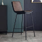 Industrial Leather Iron Counter Stools Low Back Bar Stools with Rectangle Seat Brown 1 Piece Bar Stool(30"H) Clearhalo 'Bar Furniture' 'Bar Stools' 'bar_stools' 'furn' 'furn_bar_stools' 'furniture_bar_stools' 'Kitchen & Dining Furniture' 'kitchen&dining_furn' 'kitchen' 'kitchen_furn' Furniture' 4503576