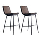 Industrial Leather Iron Counter Stools Low Back Bar Stools with Rectangle Seat Brown 2 Piece Set Bar Stool(30"H) Clearhalo 'Bar Furniture' 'Bar Stools' 'bar_stools' 'furn' 'furn_bar_stools' 'furniture_bar_stools' 'Kitchen & Dining Furniture' 'kitchen&dining_furn' 'kitchen' 'kitchen_furn' Furniture' 4503577
