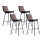 Industrial Leather Iron Counter Stools Low Back Bar Stools with Rectangle Seat Brown 4 Piece Set Bar Stool(30"H) Clearhalo 'Bar Furniture' 'Bar Stools' 'bar_stools' 'furn' 'furn_bar_stools' 'furniture_bar_stools' 'Kitchen & Dining Furniture' 'kitchen&dining_furn' 'kitchen' 'kitchen_furn' Furniture' 4503578