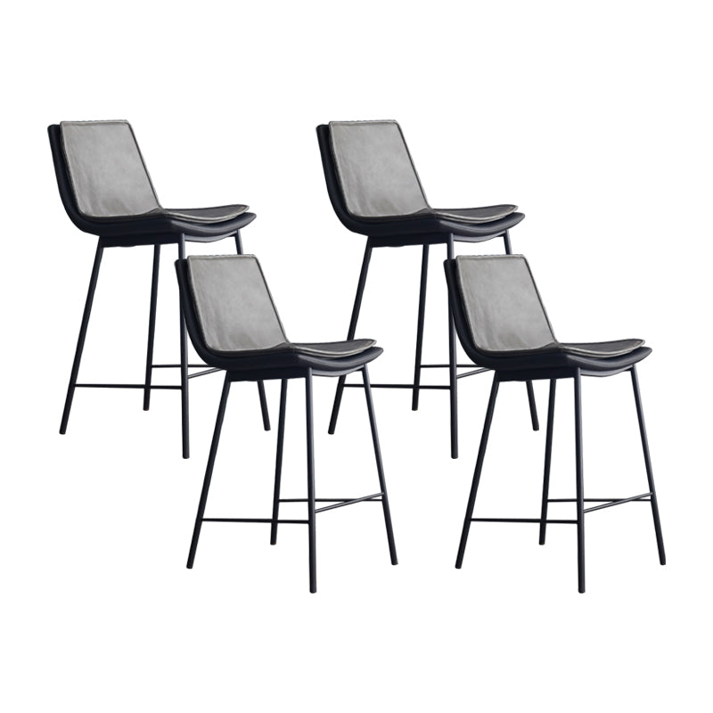 Industrial Leather Iron Counter Stools Low Back Bar Stools with Rectangle Seat Grey 4 Piece Set Counter Stool(26"H) Clearhalo 'Bar Furniture' 'Bar Stools' 'bar_stools' 'furn' 'furn_bar_stools' 'furniture_bar_stools' 'Kitchen & Dining Furniture' 'kitchen&dining_furn' 'kitchen' 'kitchen_furn' Furniture' 4503581