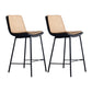 Industrial Leather Iron Counter Stools Low Back Bar Stools with Rectangle Seat Beige 2 Piece Set Counter Stool(26"H) Clearhalo 'Bar Furniture' 'Bar Stools' 'bar_stools' 'furn' 'furn_bar_stools' 'furniture_bar_stools' 'Kitchen & Dining Furniture' 'kitchen&dining_furn' 'kitchen' 'kitchen_furn' Furniture' 4503583