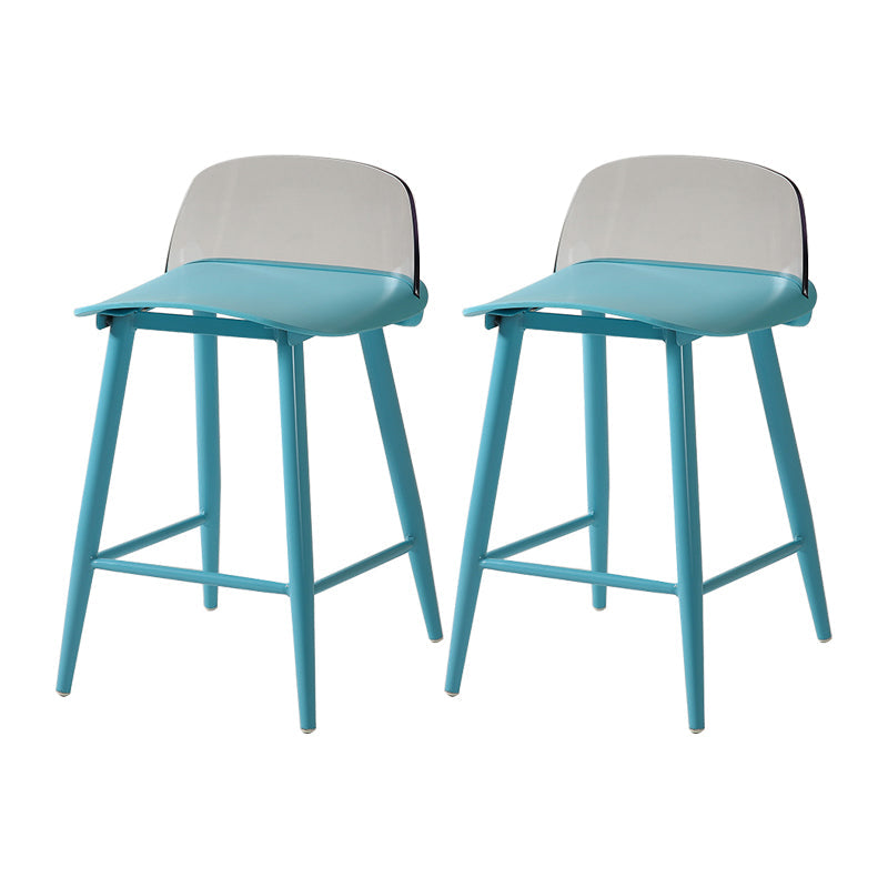 Scandinavian Style Metal Legs Bar-stool Counter Stool for Restaurant Bar (set of 2) Blue-Clear 2 Piece Set Counter Stool (24"H) Clearhalo 'Bar Furniture' 'Bar Stools' 'bar_stools' 'furn' 'furn_bar_stools' 'furniture_bar_stools' 'Kitchen & Dining Furniture' 'kitchen&dining_furn' 'kitchen' 'kitchen_furn' Furniture' 4503601