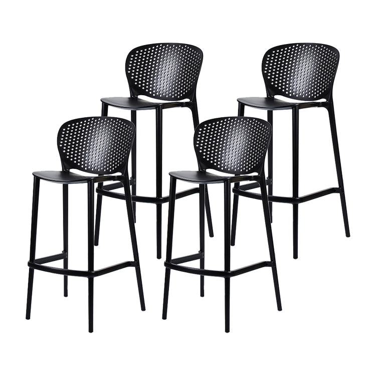 Contemporary Stackable Colorful Counter Stools Plastic Armless Indoor Bar Stool Black 4 Piece Set Clearhalo 'Bar Furniture' 'Bar Stools' 'bar_stools' 'furn' 'furn_bar_stools' 'furniture_bar_stools' 'Kitchen & Dining Furniture' 'kitchen&dining_furn' 'kitchen' 'kitchen_furn' Furniture' 4503638