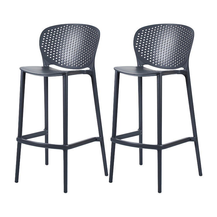 Contemporary Stackable Colorful Counter Stools Plastic Armless Indoor Bar Stool Grey 2 Piece Set Clearhalo 'Bar Furniture' 'Bar Stools' 'bar_stools' 'furn' 'furn_bar_stools' 'furniture_bar_stools' 'Kitchen & Dining Furniture' 'kitchen&dining_furn' 'kitchen' 'kitchen_furn' Furniture' 4503642