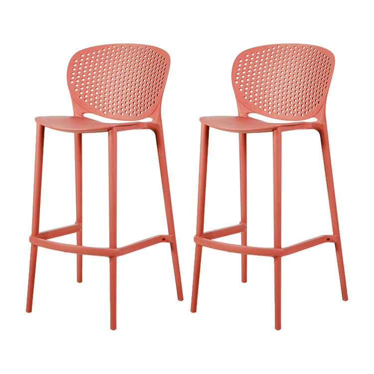 Contemporary Stackable Colorful Counter Stools Plastic Armless Indoor Bar Stool Red 2 Piece Set Clearhalo 'Bar Furniture' 'Bar Stools' 'bar_stools' 'furn' 'furn_bar_stools' 'furniture_bar_stools' 'Kitchen & Dining Furniture' 'kitchen&dining_furn' 'kitchen' 'kitchen_furn' Furniture' 4503653