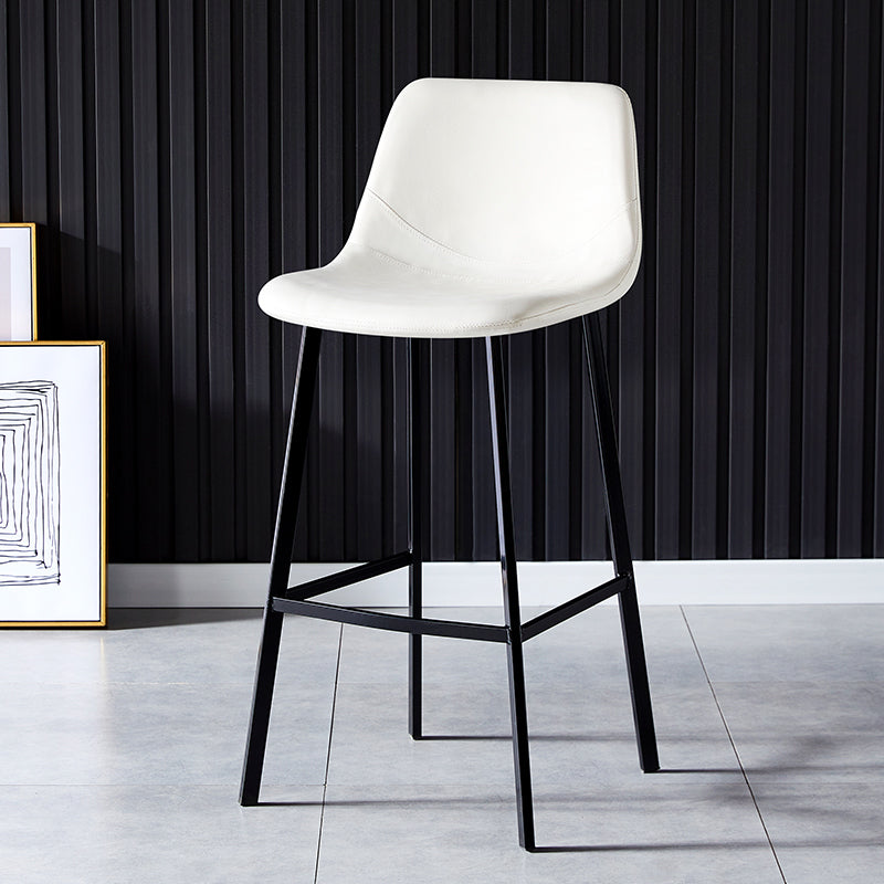 Industrial Leather Metal Counter Stools Low Back Bar Stools with Bucket Seat White Black 1 Piece Clearhalo 'Bar Furniture' 'Bar Stools' 'bar_stools' 'furn' 'furn_bar_stools' 'furniture_bar_stools' 'Kitchen & Dining Furniture' 'kitchen&dining_furn' 'kitchen' 'kitchen_furn' Furniture' 4503658