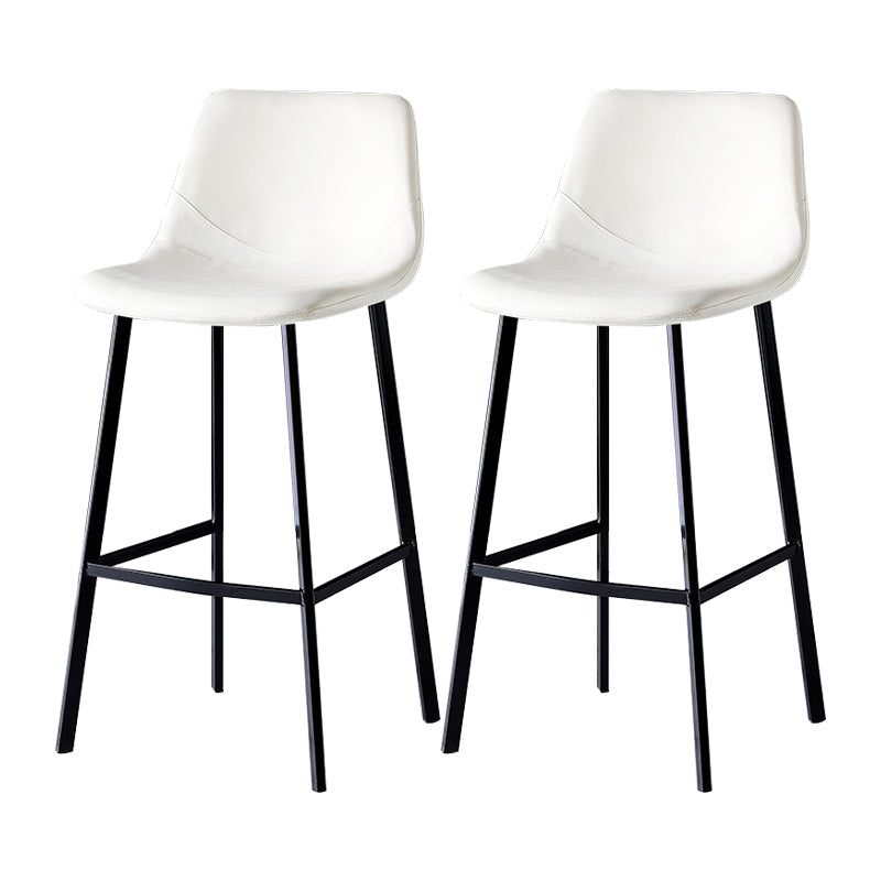 Industrial Leather Metal Counter Stools Low Back Bar Stools with Bucket Seat White Black 2 Piece Set Clearhalo 'Bar Furniture' 'Bar Stools' 'bar_stools' 'furn' 'furn_bar_stools' 'furniture_bar_stools' 'Kitchen & Dining Furniture' 'kitchen&dining_furn' 'kitchen' 'kitchen_furn' Furniture' 4503659
