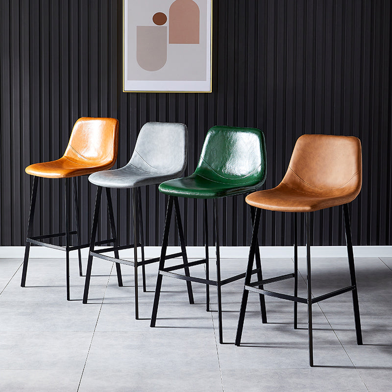 Industrial Leather Metal Counter Stools Low Back Bar Stools with Bucket Seat Clearhalo 'Bar Furniture' 'Bar Stools' 'bar_stools' 'furn' 'furn_bar_stools' 'furniture_bar_stools' 'Kitchen & Dining Furniture' 'kitchen&dining_furn' 'kitchen' 'kitchen_furn' Furniture' 4503660