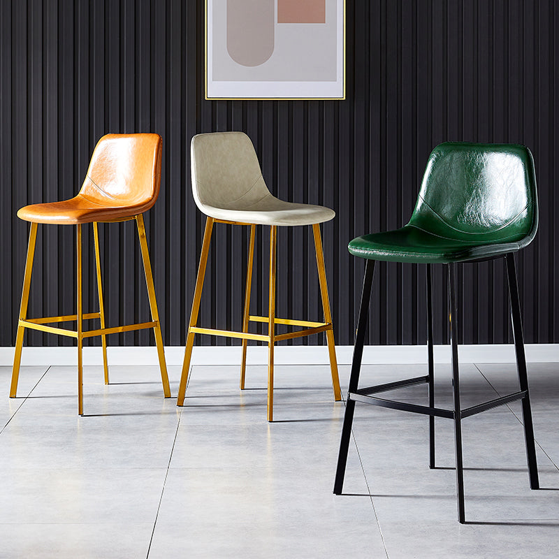 Industrial Leather Metal Counter Stools Low Back Bar Stools with Bucket Seat Clearhalo 'Bar Furniture' 'Bar Stools' 'bar_stools' 'furn' 'furn_bar_stools' 'furniture_bar_stools' 'Kitchen & Dining Furniture' 'kitchen&dining_furn' 'kitchen' 'kitchen_furn' Furniture' 4503663