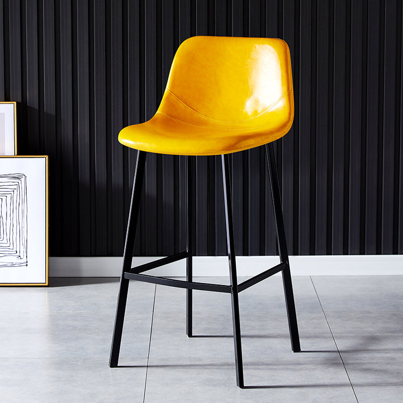 Industrial Leather Metal Counter Stools Low Back Bar Stools with Bucket Seat Yellow Black 1 Piece Clearhalo 'Bar Furniture' 'Bar Stools' 'bar_stools' 'furn' 'furn_bar_stools' 'furniture_bar_stools' 'Kitchen & Dining Furniture' 'kitchen&dining_furn' 'kitchen' 'kitchen_furn' Furniture' 4503664