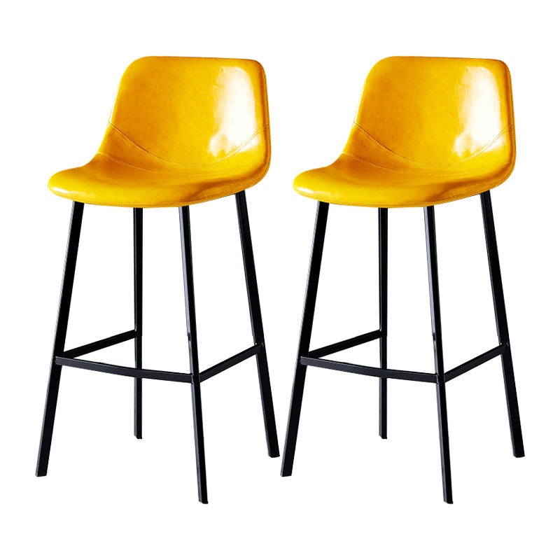 Industrial Leather Metal Counter Stools Low Back Bar Stools with Bucket Seat Yellow Black 2 Piece Set Clearhalo 'Bar Furniture' 'Bar Stools' 'bar_stools' 'furn' 'furn_bar_stools' 'furniture_bar_stools' 'Kitchen & Dining Furniture' 'kitchen&dining_furn' 'kitchen' 'kitchen_furn' Furniture' 4503665