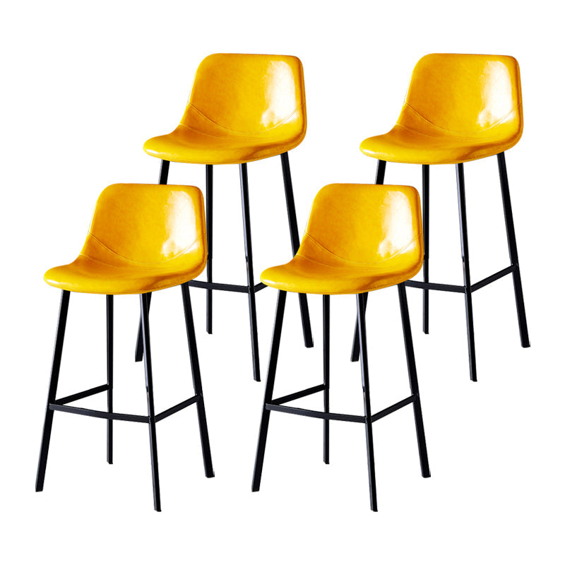 Industrial Leather Metal Counter Stools Low Back Bar Stools with Bucket Seat Yellow Black 4 Piece Set Clearhalo 'Bar Furniture' 'Bar Stools' 'bar_stools' 'furn' 'furn_bar_stools' 'furniture_bar_stools' 'Kitchen & Dining Furniture' 'kitchen&dining_furn' 'kitchen' 'kitchen_furn' Furniture' 4503668
