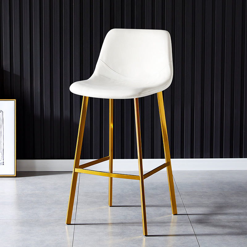 Industrial Leather Metal Counter Stools Low Back Bar Stools with Bucket Seat White Gold 1 Piece Clearhalo 'Bar Furniture' 'Bar Stools' 'bar_stools' 'furn' 'furn_bar_stools' 'furniture_bar_stools' 'Kitchen & Dining Furniture' 'kitchen&dining_furn' 'kitchen' 'kitchen_furn' Furniture' 4503670