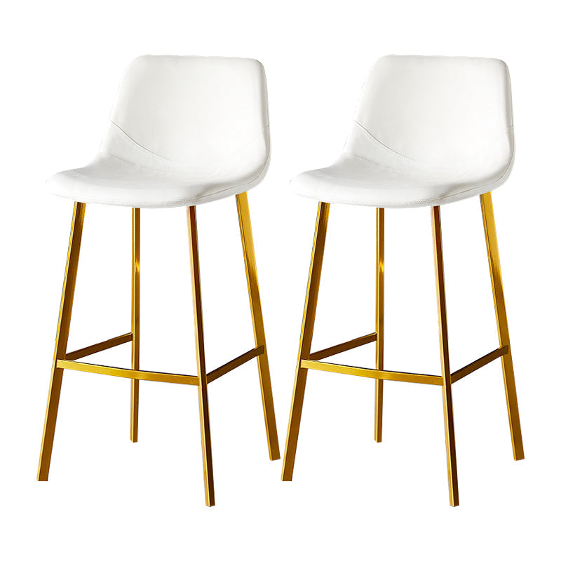 Industrial Leather Metal Counter Stools Low Back Bar Stools with Bucket Seat White Gold 2 Piece Set Clearhalo 'Bar Furniture' 'Bar Stools' 'bar_stools' 'furn' 'furn_bar_stools' 'furniture_bar_stools' 'Kitchen & Dining Furniture' 'kitchen&dining_furn' 'kitchen' 'kitchen_furn' Furniture' 4503672