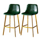 Industrial Leather Metal Counter Stools Low Back Bar Stools with Bucket Seat Green Gold 2 Piece Set Clearhalo 'Bar Furniture' 'Bar Stools' 'bar_stools' 'furn' 'furn_bar_stools' 'furniture_bar_stools' 'Kitchen & Dining Furniture' 'kitchen&dining_furn' 'kitchen' 'kitchen_furn' Furniture' 4503678