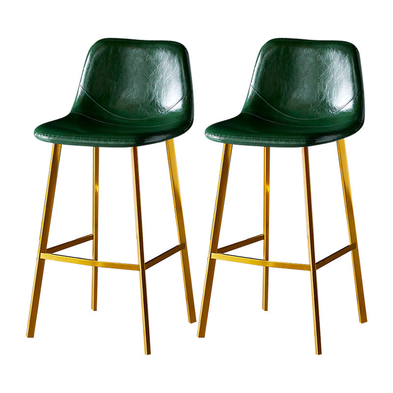 Industrial Leather Metal Counter Stools Low Back Bar Stools with Bucket Seat Green Gold 2 Piece Set Clearhalo 'Bar Furniture' 'Bar Stools' 'bar_stools' 'furn' 'furn_bar_stools' 'furniture_bar_stools' 'Kitchen & Dining Furniture' 'kitchen&dining_furn' 'kitchen' 'kitchen_furn' Furniture' 4503678