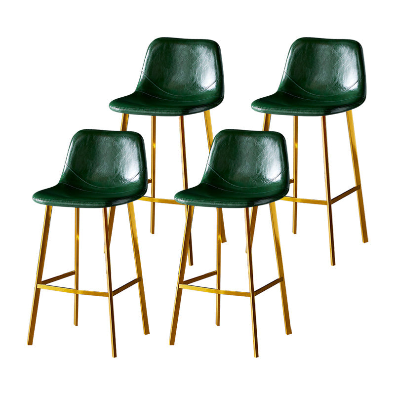 Industrial Leather Metal Counter Stools Low Back Bar Stools with Bucket Seat Green Gold 4 Piece Set Clearhalo 'Bar Furniture' 'Bar Stools' 'bar_stools' 'furn' 'furn_bar_stools' 'furniture_bar_stools' 'Kitchen & Dining Furniture' 'kitchen&dining_furn' 'kitchen' 'kitchen_furn' Furniture' 4503679