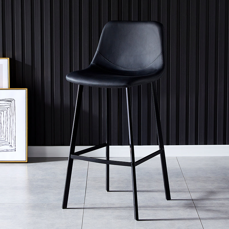 Industrial Leather Metal Counter Stools Low Back Bar Stools with Bucket Seat Black Black 1 Piece Clearhalo 'Bar Furniture' 'Bar Stools' 'bar_stools' 'furn' 'furn_bar_stools' 'furniture_bar_stools' 'Kitchen & Dining Furniture' 'kitchen&dining_furn' 'kitchen' 'kitchen_furn' Furniture' 4503682